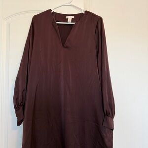 H&M Deep Brown Long Sleeve Dress